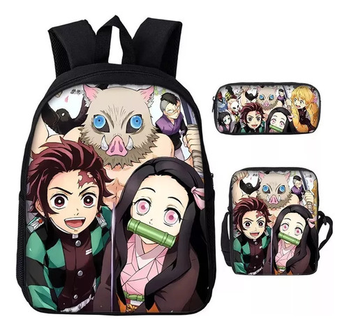 Mochila Anime Práctica De 3 Piezas Bandolera Backpac