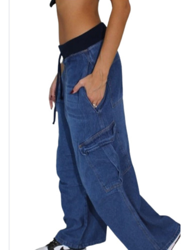 Pantalón Cargo De Jean Mujer 