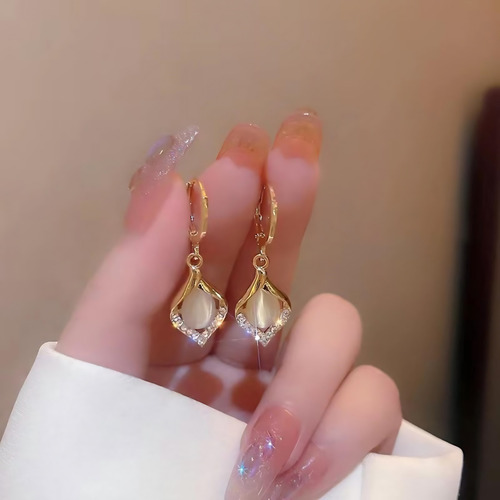 Pendientes En Forma De L Con Forma De Gota De Perlas Platead