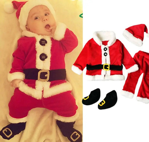 Ropa Navideña De Papá Noel Para Bebés Y Año Nuevo, 4 Piezas