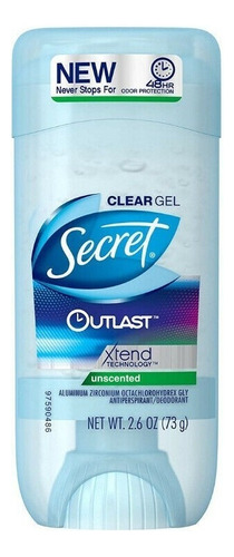 Secret Desodorante Antitranspirante Gel Outlast Sin Perfume Fragancia Unscented