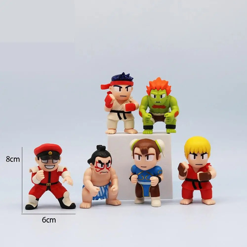 Figuras De Coleccion Street Fighter 8cm Ryu Ken Chun-li 6pcs