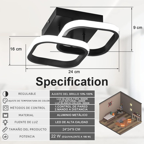 . Lámpara De Techo Lampara Foco Decorativas Led Para Baño