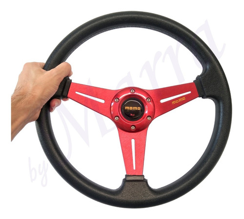 Imagem 8 de 9 de Volante Esportivo Momo - 35cm - Alumínio E Pu - Vermelho