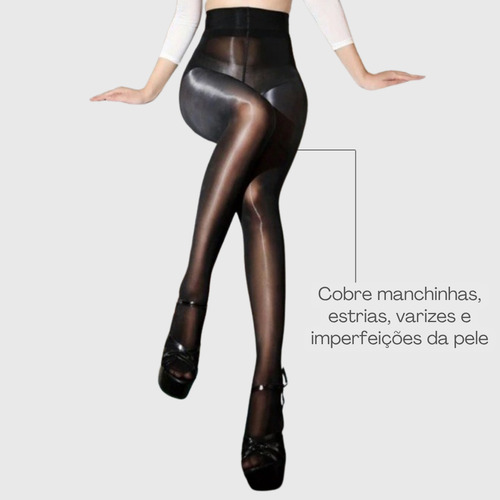 Kit Meia Calça Bege E Preta Anticelulite Resistente 36/46 Preto Un Veste Do 36 Ao 46