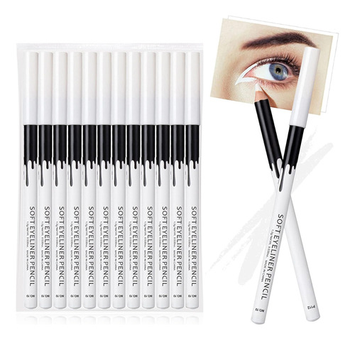Pack 12 Lápices Delineadores De Ojos Color Blanco
