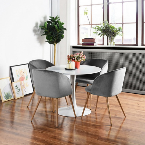 Imagen 3 de 8 de Set De 2 Sillones Silla De Comedor Velvet Terciopelo Ynez Gr