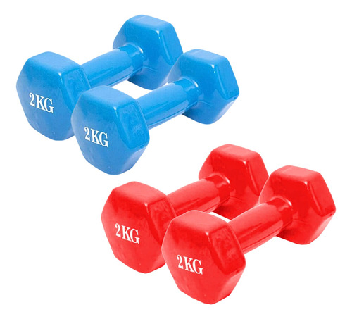 Pack X2 Mancuernas De 2 Kilos Fitness Yoga Gym Pesas Colores