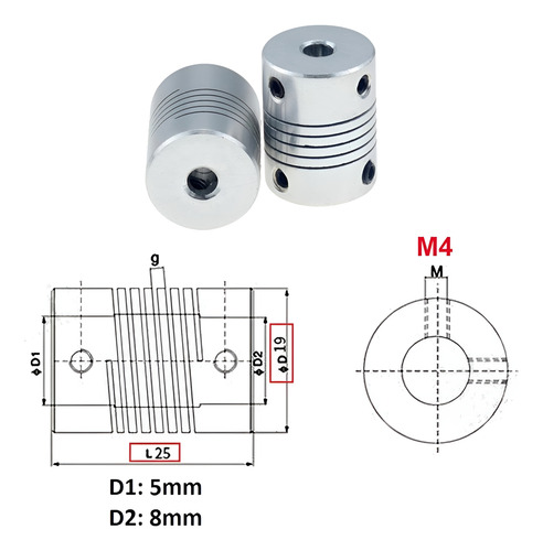 Acoplador Cople Acople Flexible 5x8mm Cnc Impresora 3d Prusa