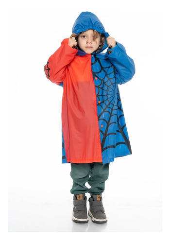 Impermeable Para Niño De Spiderman Con Gorro