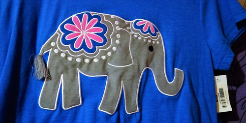 Blusa Pj Couture Elefante En Relieve Blue Azul