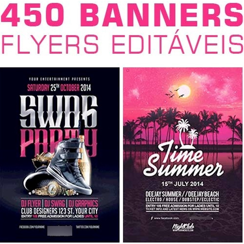 Estampas Banners Flyers Editáveis Artes 450 Modelos Psd