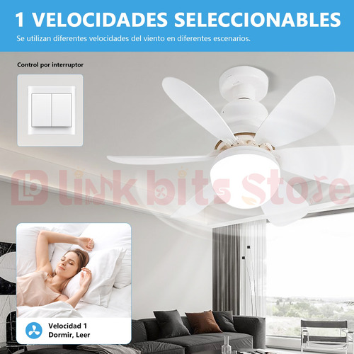Abanicos De Techo Moderno Con Lampara Led 16.5pulgada 4pzs