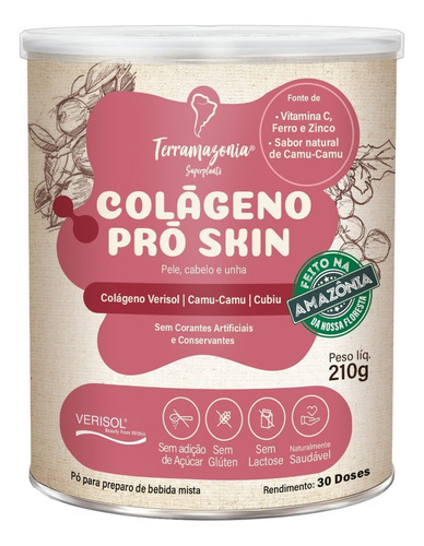 Colágeno Pró Skin 210g C/ Verisol: Pele, Cabelo E Unha Sabor Camu Camu