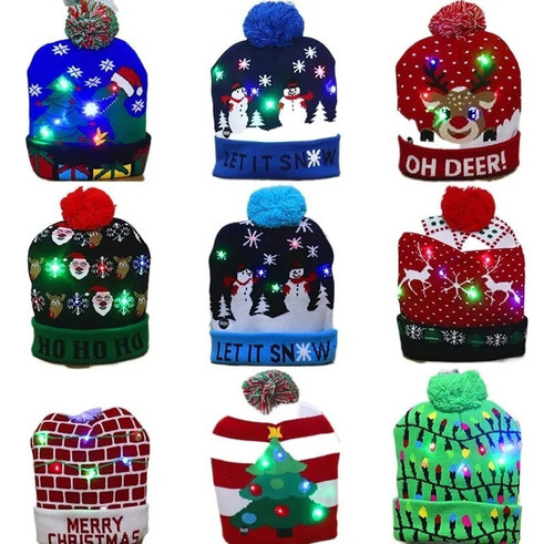 Xiaery Gorro De Navidad Con Luz Led, Lote 10