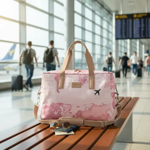Gocase Bolsa de Viagem Joy Rosa Mapa Mundi Rosa - foto 1