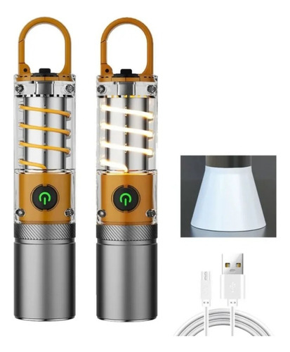 Linterna Recargable 2 En 1 Con Zoom Y Luz Para Camping