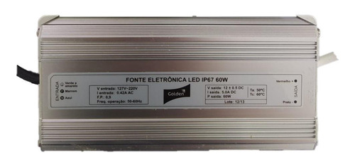 Fonte Blindada Ip67 Para Led 60w Bivolt Saida 12v Dc 5.0a