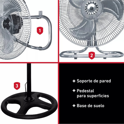 2 Pzs Ventilador Metalico Kit 3 En 1 De Pie Pared Piso Negro