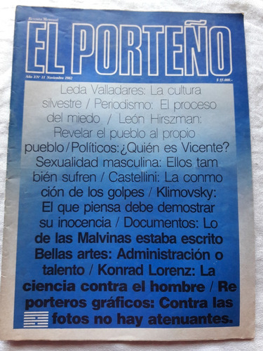Revista El Porteño N° 11 Nov 1982 Lo D Malvinas Estaba Escri