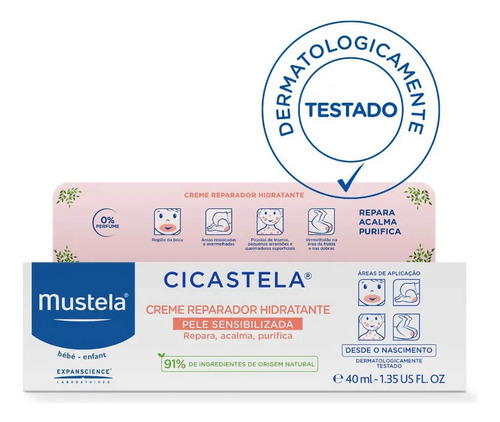 Mustela Bebê Cicastela Pele Sensibilizada Com Arranhão 02un