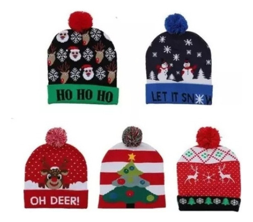 Lote 10 Gorro De Navidad Con Luz Led Regalo Navideño Mayoreo