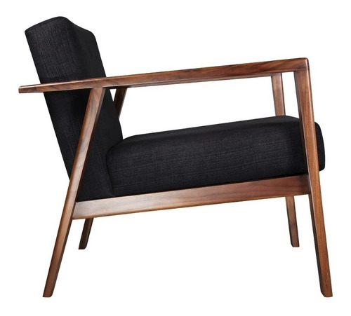 Sillon Ocasional Xanik Madera Solida, Mid-century Negro