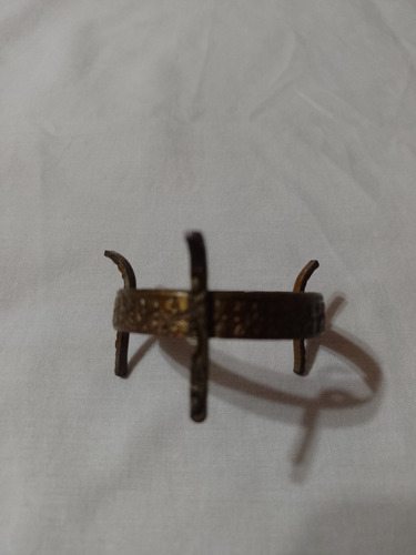 Antiguo Florerito Cristal Bordo Base Bronce