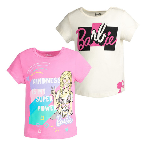 Pack De 2 Playeras Estampadas De Barbie Para Niñas Pequeñas