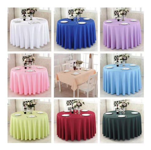 Mantel Redondo Para Decoración De Mesa, Mantel Liso Para