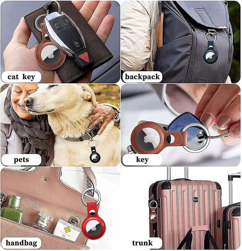 Imagen 2 de 5 de Funda De Piel Airtag Con Llavero Y Localizador Para Apple Do