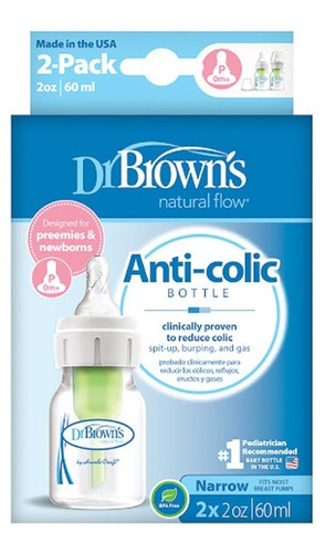 Set Teteros Dr Browns Bebe Prematuro Anti-cólico 2 Oz Por 2