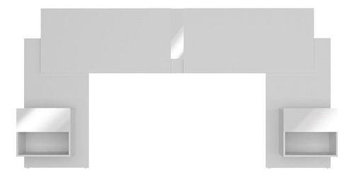 Cabeceira Casal/Queen com Espelhos e 2 Mesas de Cabeceira 232cm Multimóveis MP4324 Branco