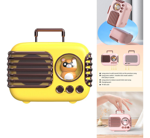 Mini Altavoz Retro Bluetooth Altavoces Oso Amarillo