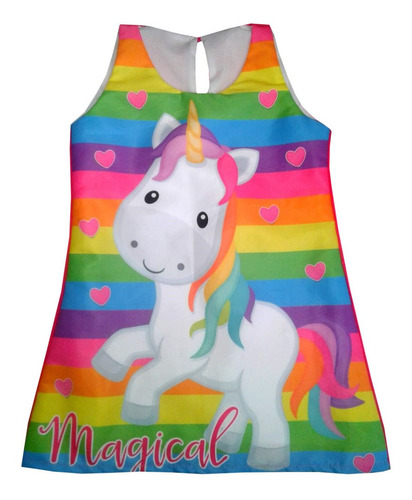 Vestido Para Niñas De Unicornio - Cs