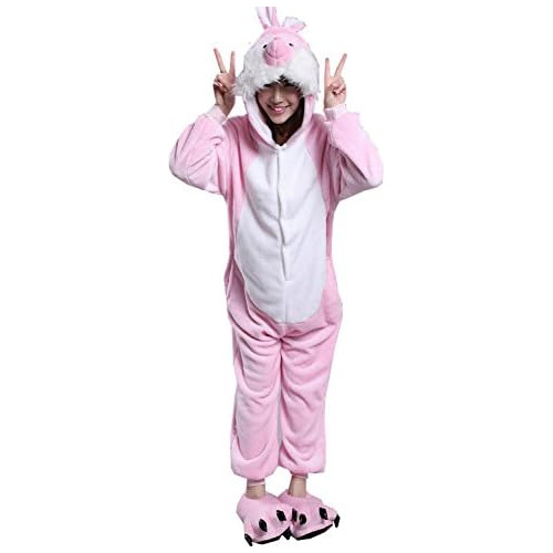 Disfraces De Conejito Rosa Mujer, Enterizo Kigurumi De ...