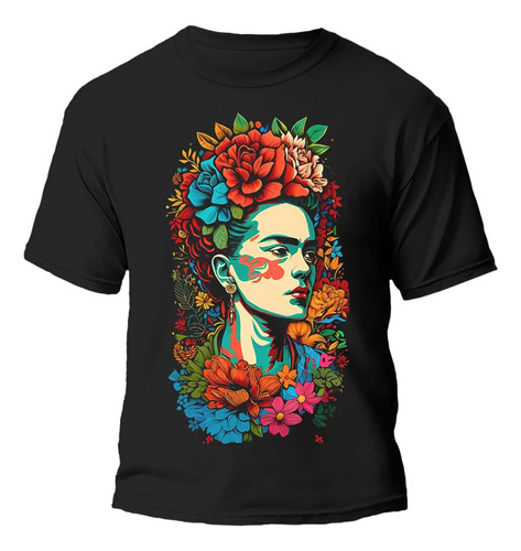 Remera Frida Kahlo Colores Flores Diseños 100% Algodón