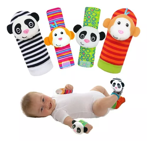  SSK Juego de calcetines suaves para bebé con sonajero