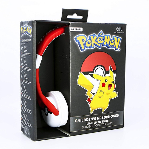 Audífonos Para Niños Otl Pokémon Pokeball Pokebola Color Rojo