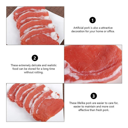 Kit De Comida De Carne De Cerdo Fresco Cocido Falso, 2 Pieza