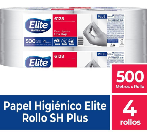 Papel Higiénico Elite Plus S/h 500 Mts X 4 Un. (6128)