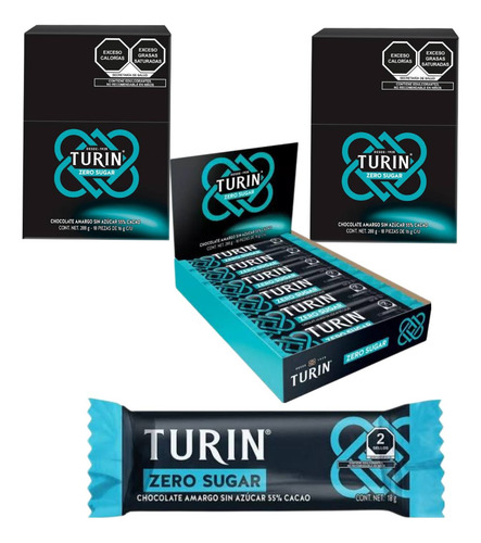 Chocolate Amargo Sin Azucar 55% Cacao 90 Pz Turin Zero