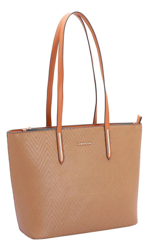 Bolsa Chenson Feminina Tote Ombro Média Texturizada 84082 Cor Natural