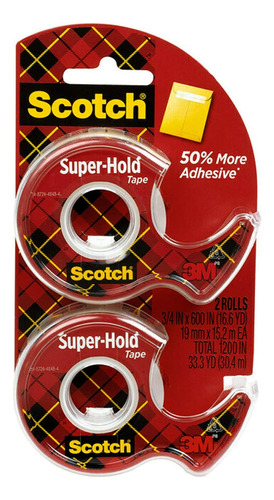 Cinta Scotch Super-hold, 2 Rollos, Acabado Transparente, 50