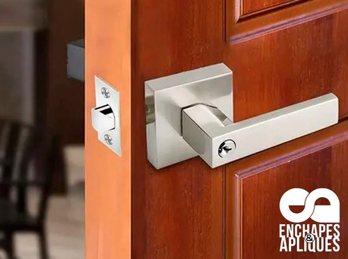 Imagen 4 de 7 de Cerradura Chapa Manija Cuadrada Cromo | Entrada Ppal