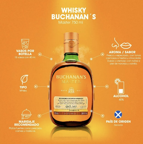 Whisky Buchanan's Master Blended Scotch Escocés 1 Litro