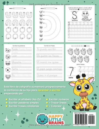 Aprender A Escribir Letras Y Números Para Niños De 3 A 6 Años, De Brains, Happy Little. Editorial Independently Published, Tapa Pasta Blanda, Edición 1 En Español, 2023