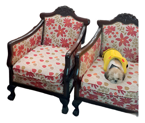 Juego De Living Sillon Chippendale Antiguo Madera Excelente (Usado)