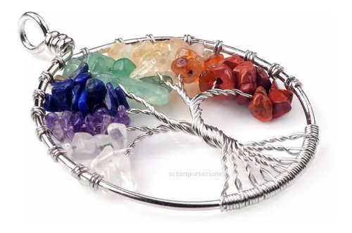 Colgante Árbol De La Vida, 7 Chakras, 7 Piedras Naturales