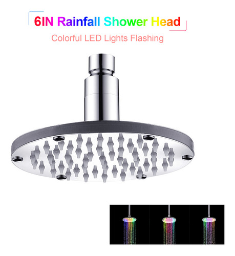Cabezal De Ducha Tipo Lluvia De 6 Led Con Luces De Colores P